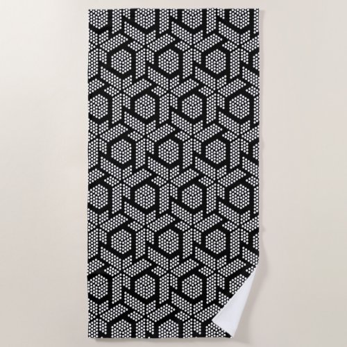 Black and white geometric totted shapes pattern beach towel