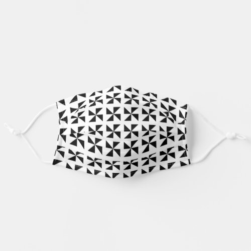 Black and White Geometric Triangle Pattern Adult Cloth Face Mask