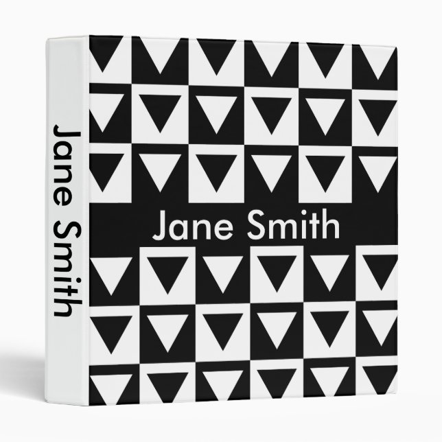 Black and White geometric triangles student folder (Front/Spine)