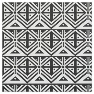 Black And White Graphic Fabric Zazzle Black And White Geometric Tribal Pattern Fabric