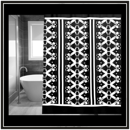 Black and White Geometric Tribal Pattern Shower Curtain