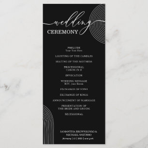 Black and White Geometric Wedding Ceremony Party Menu