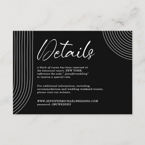 Black and White Geometric Wedding Details Enclosure Card