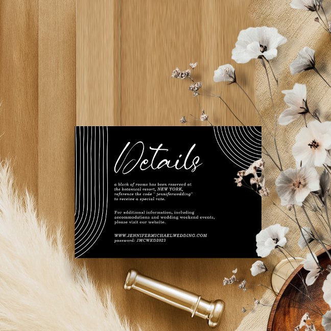 Black and White Geometric Wedding Details Enclosure Card
