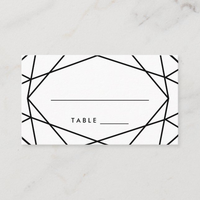 Black and White Geometric Wedding Escort Cards (Front)