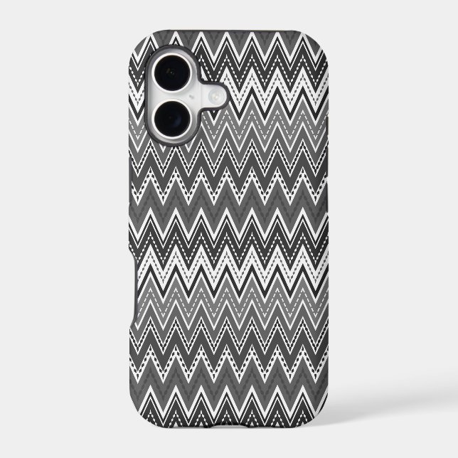 Black and white geometric zigzag pattern iphone case (Back)
