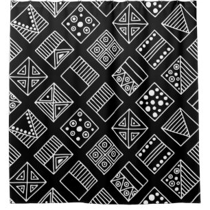 Black and white geometrical background with hand d shower curtain