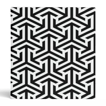 black and white geometrical modern pattern 3 ring binder