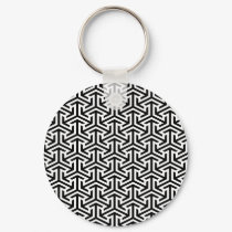 black and white geometrical modern pattern keychain