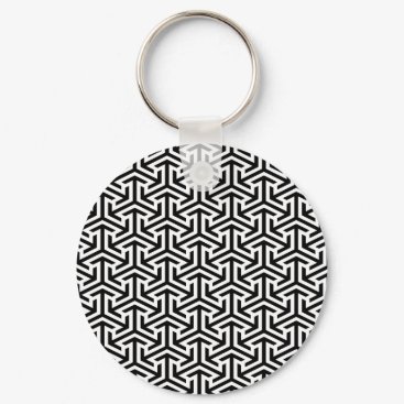 black and white geometrical modern pattern keychain