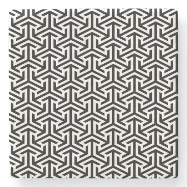 black and white geometrical modern pattern stone coaster