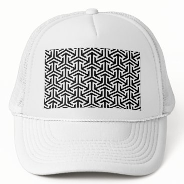black and white geometrical modern pattern trucker hat