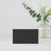 black and white geometrical pattern modern print business card (Standing Front)
