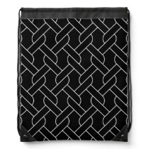 black and white geometrical pattern modern print drawstring bag