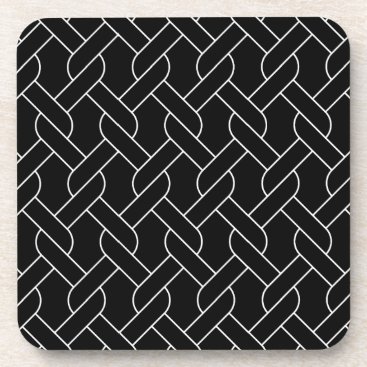 black and white geometrical pattern modern print drink coaster