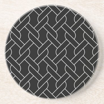black and white geometrical pattern modern print drink coaster