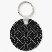 black and white geometrical pattern modern print keychain