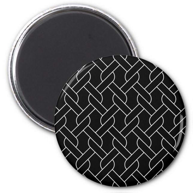 black and white geometrical pattern modern print magnet (Front)