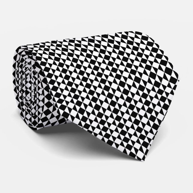 Black and white geometrical pattern  neck tie (Rolled)