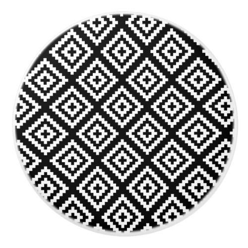 Black and White Geometrical Tribal Pattern Ceramic Knob