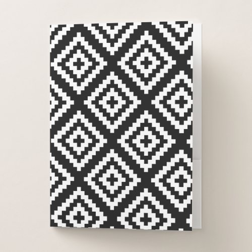 Black and White Geometrical Tribal Pattern Pocket Folder