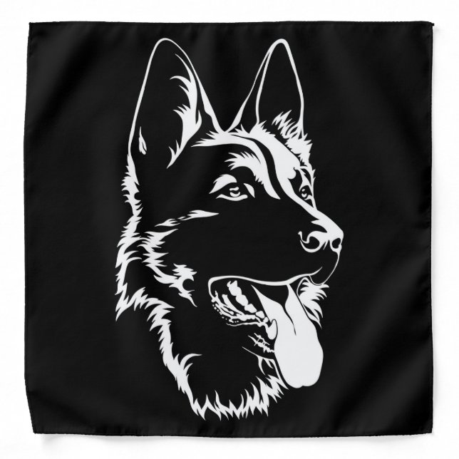 Black And White German Shepherd Bandana (Front)
