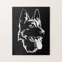 German Shepherd Black and White Jigsaw Puzzle by My Inspiration
