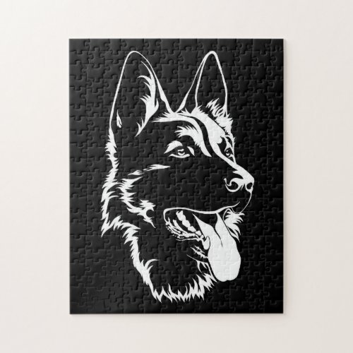 Black And White German Shepherd Jigsaw Puzzle