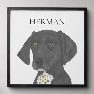 Black and White German Shorthaired Pointer Art Peel And Stick Photo Tile
