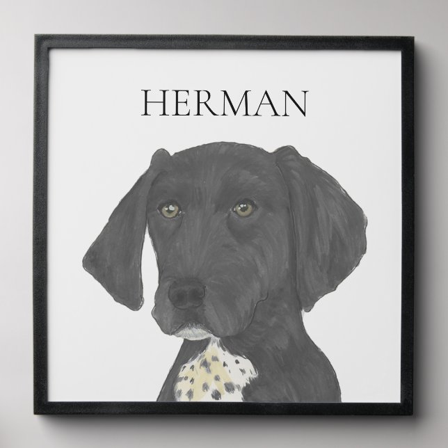 Black and White German Shorthaired Pointer Art Peel And Stick Photo Tile (Front Set)