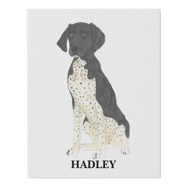 Black and White German Shorthaired Pointer Faux Canvas Print (Front)