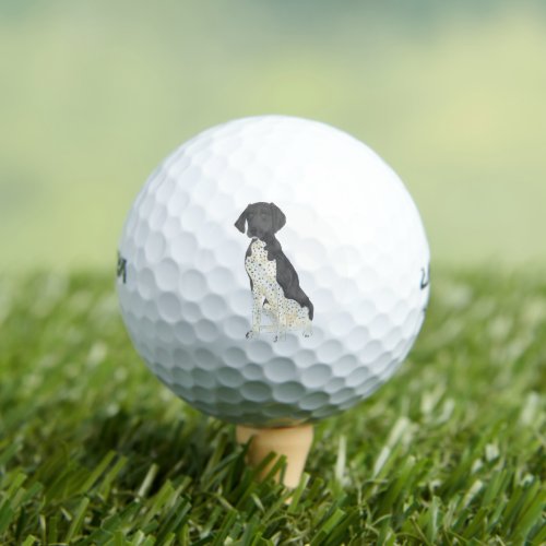 Black and White German Shorthaired Pointer Golf Balls
