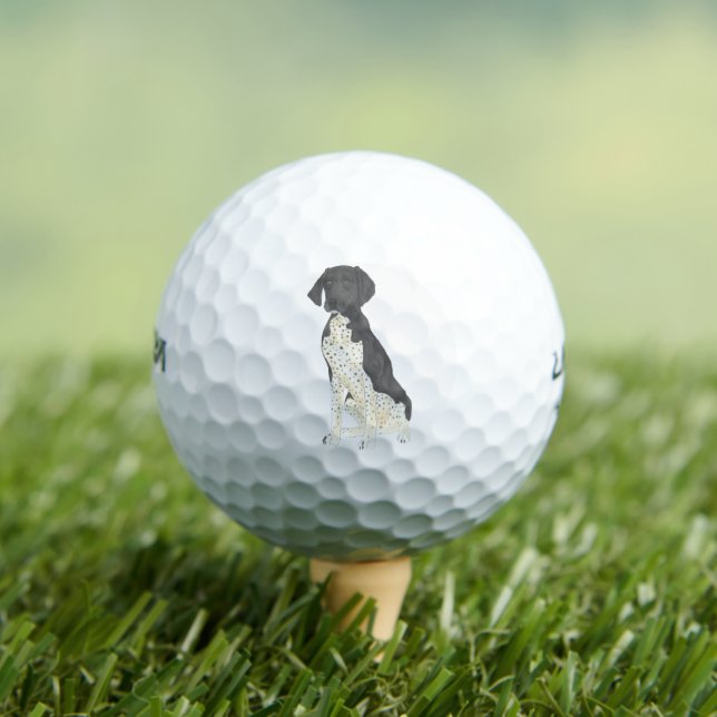 Black and White German Shorthaired Pointer Golf Balls (Insitu Tee)