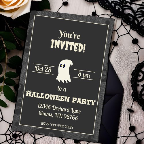 Black and White Ghost Halloween Party Invitation