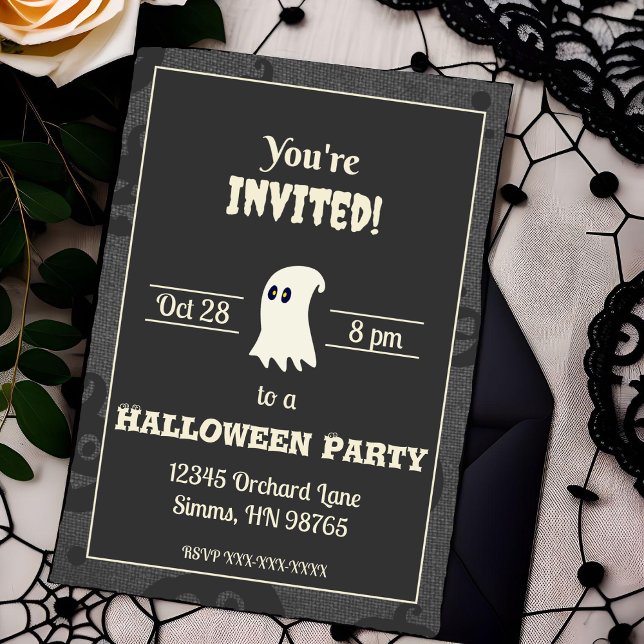 Black and White Ghost Halloween Party Invitation (Creator Uploaded)