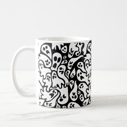 Black And White Ghost Pattern Coffee Mug