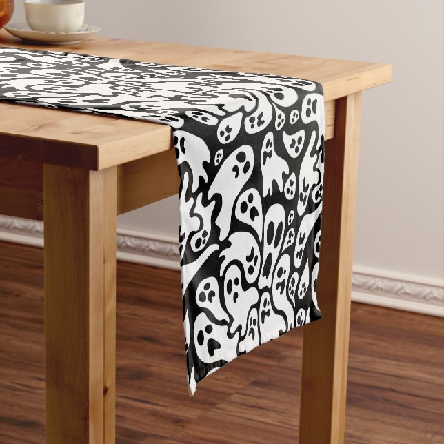 Black And White Ghost Pattern Short Table Runner (In Situ)