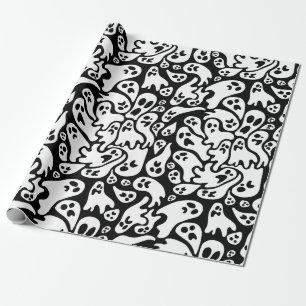 Black And White Ghost Pattern Wrapping Paper