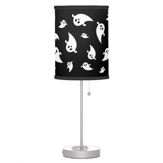 Black And White Ghosts Pattern Halloween Table Lamp (Left)