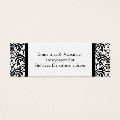 Black and White Gift Registry Insert Cards Business Card