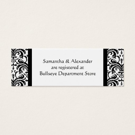 Customizable Black and White Gift Registry Insert Cards Business Card