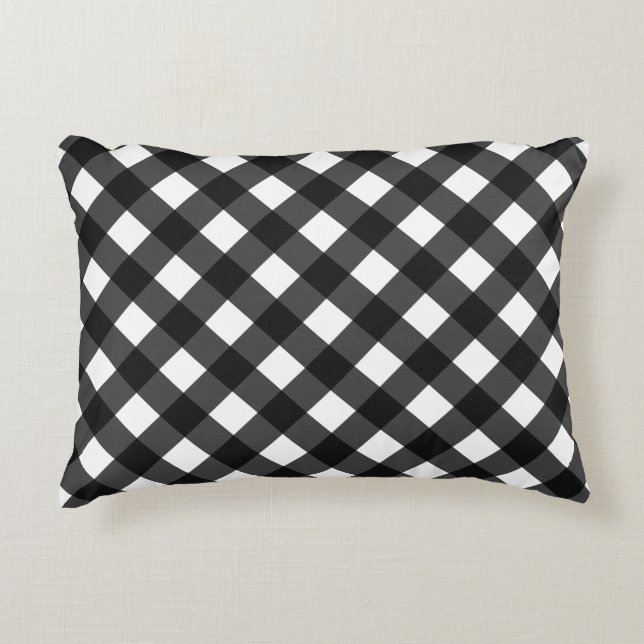 Black and White Gingham Accent Pillow (Front)
