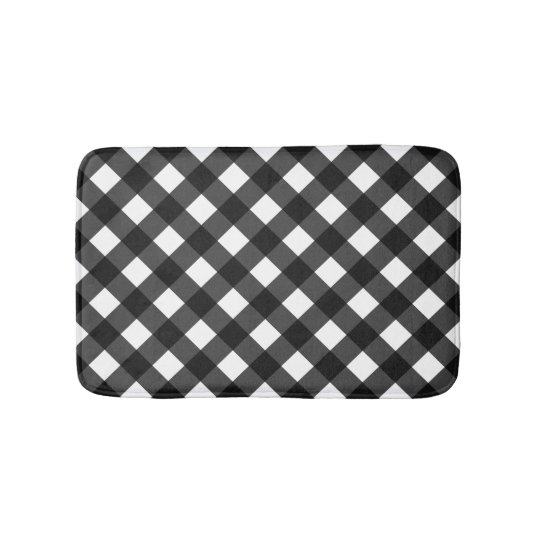 Black and White Gingham Bath Mat