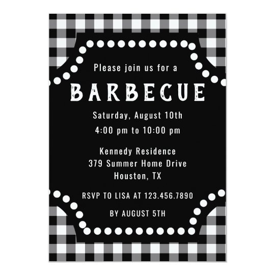 Black And White Gingham BBQ Invitation | Zazzle.com