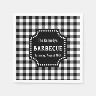 Black And White Gingham BBQ Napkins