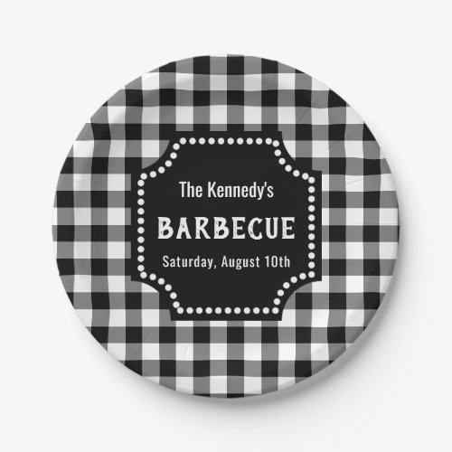 Black And White Gingham BBQ Paper Plates
