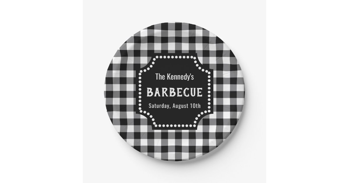 Black And White Gingham BBQ Paper Plates Zazzle