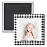 Black And White Gingham Check Baby Birthdate Magnet at Zazzle