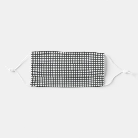 Black and White Gingham Check Pattern Adult Cloth Face Mask (Front, Folded)