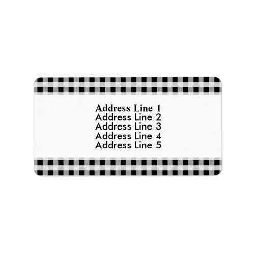 Black and White Gingham Check Plaid Pattern Label